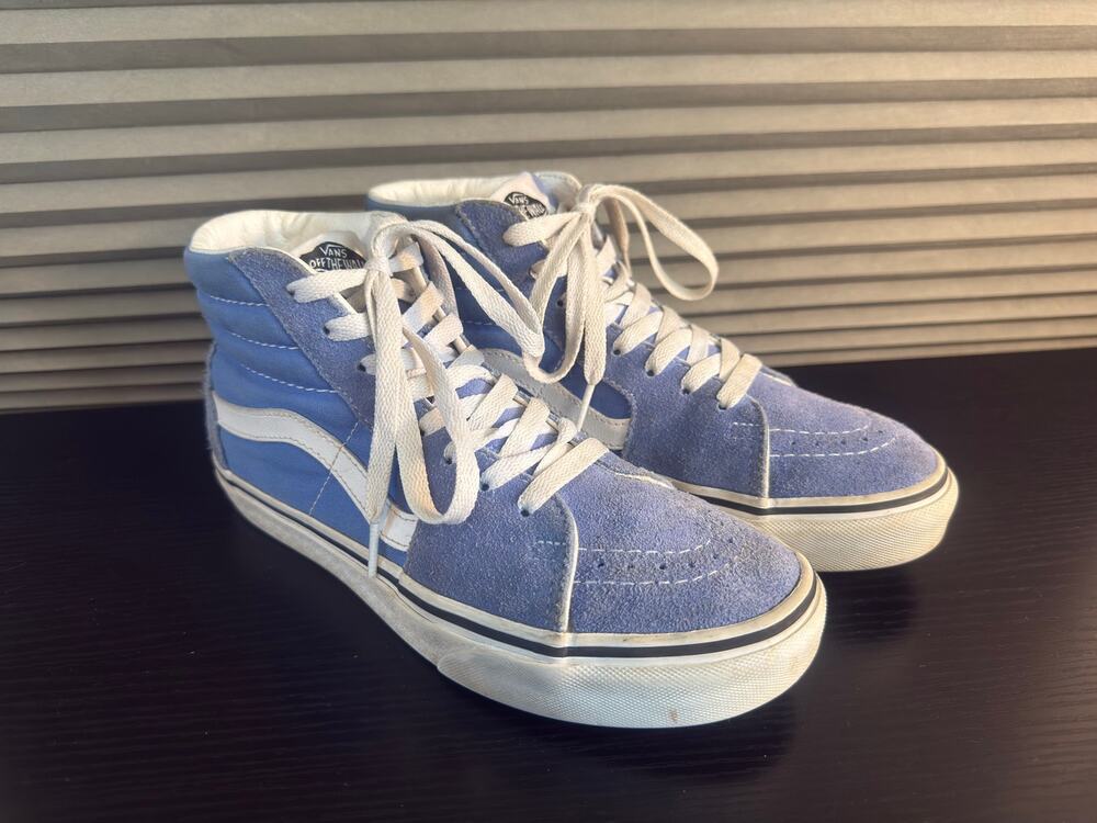 Vans Sk8-Hi High Top Sneakers Women’s 7.5 Men’s 6 Blue Suede White Perrywinkle